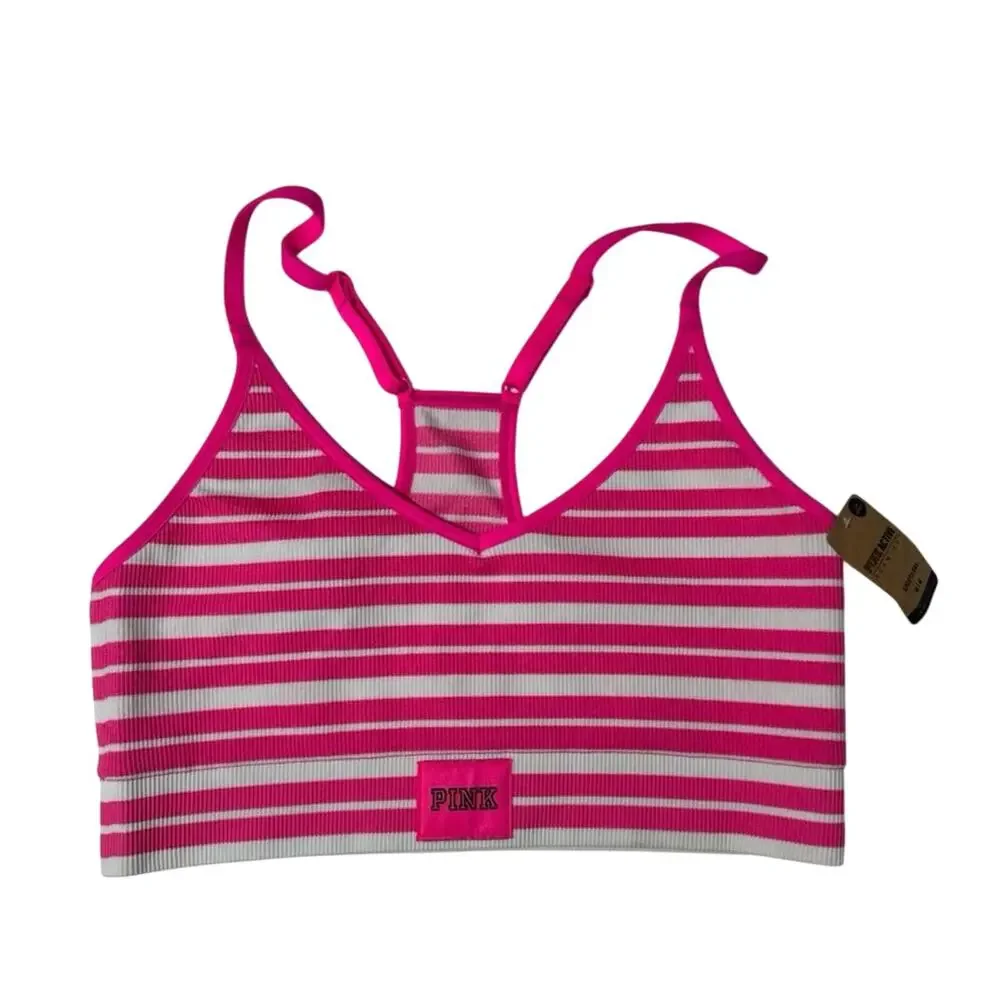 NWT Victorias Secret PINK Seamless Reversible Low Impact Sports Bra Size M